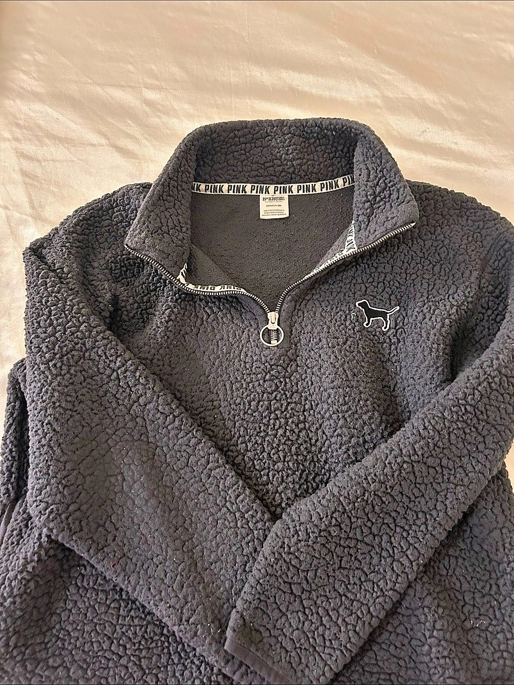 Victoria's Secret PINK dark gray Sherpa Zip Jacket Like New